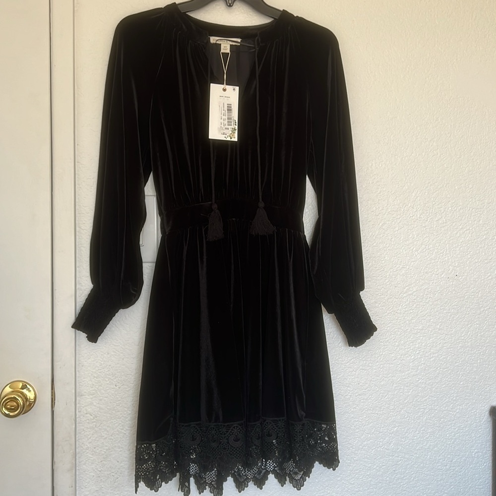 Chelsea and Violet lace trim black velvet dress - Picture 5 of 10